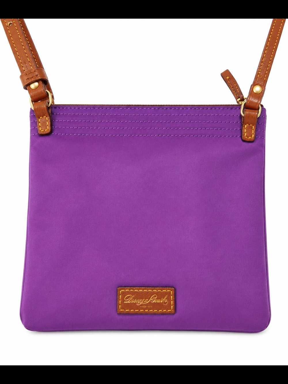 Dooney & Bourke Purple Crossbody with Tan Leather Strap # J158593 - Picture 3 of 8